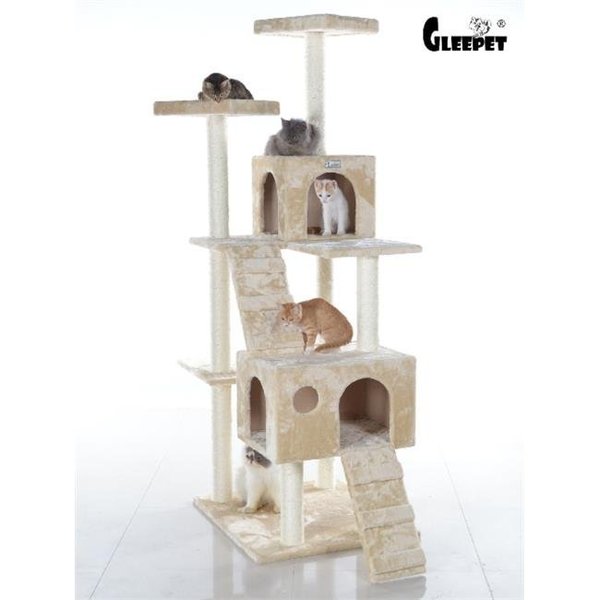 Aeromark AeroMark GP78700621 GleePet 70 in. Cat Tree GP78700621 Beige W 2xRamps GP78700621